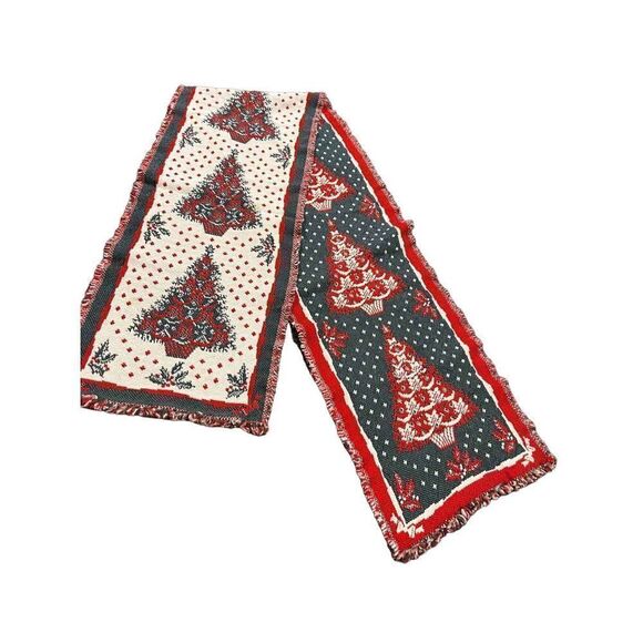 Vintage Christmas tapestry tree Table Runner - Picture 1 of 6